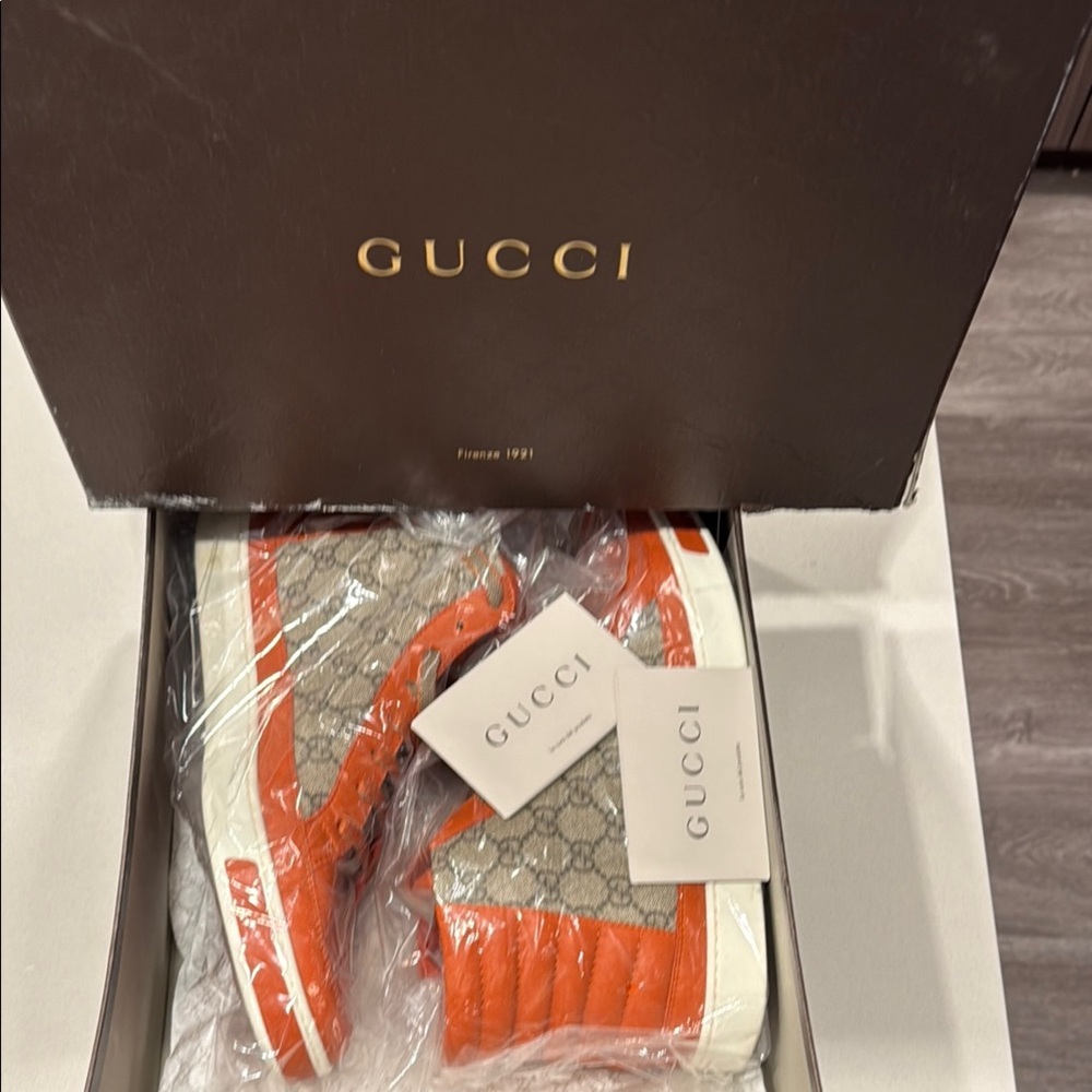Gucci Orange High-Top Sneakers
